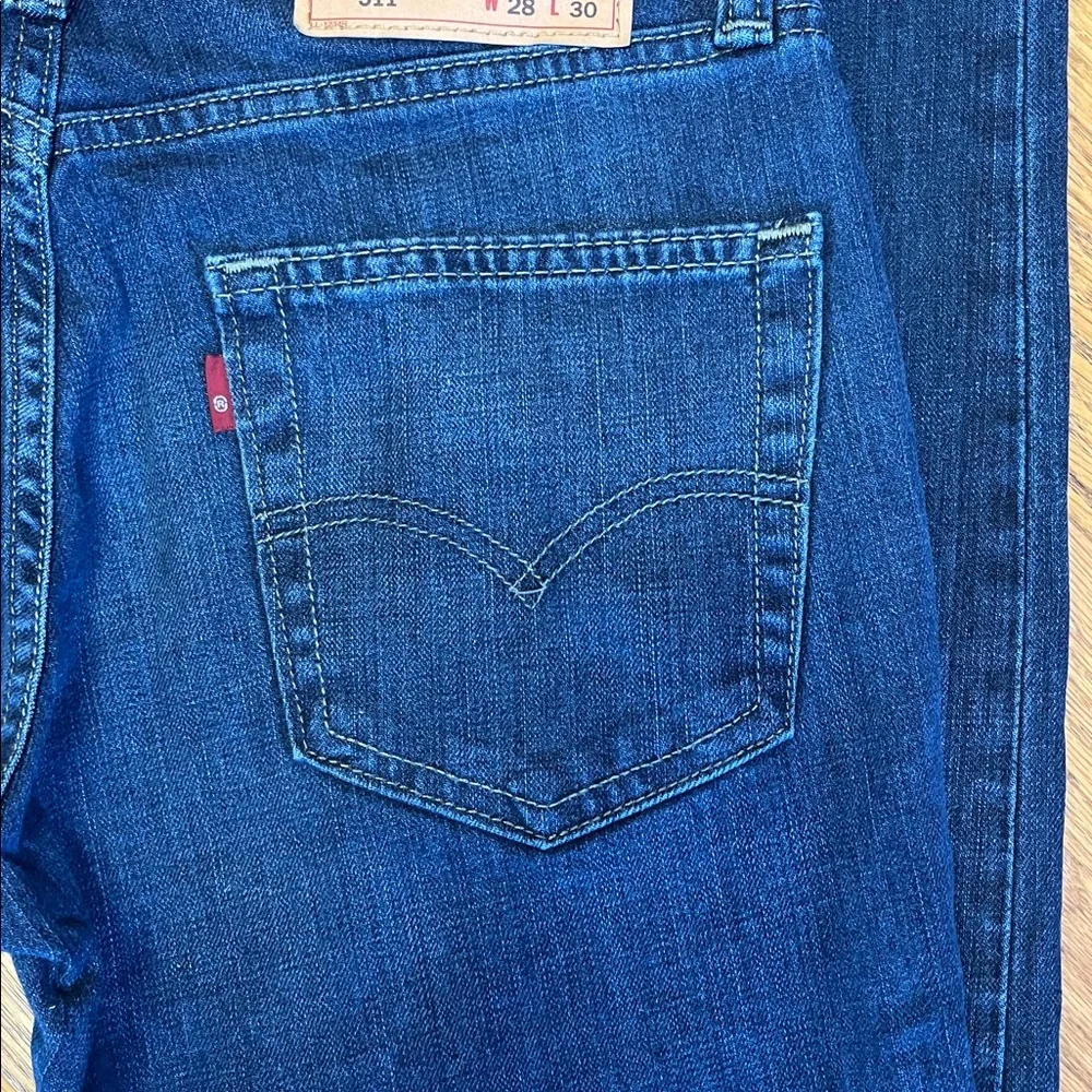 -Levi's 511 Dark Wash Made Dec/2015 Denim Blue Jeans Men's W/28 L/30